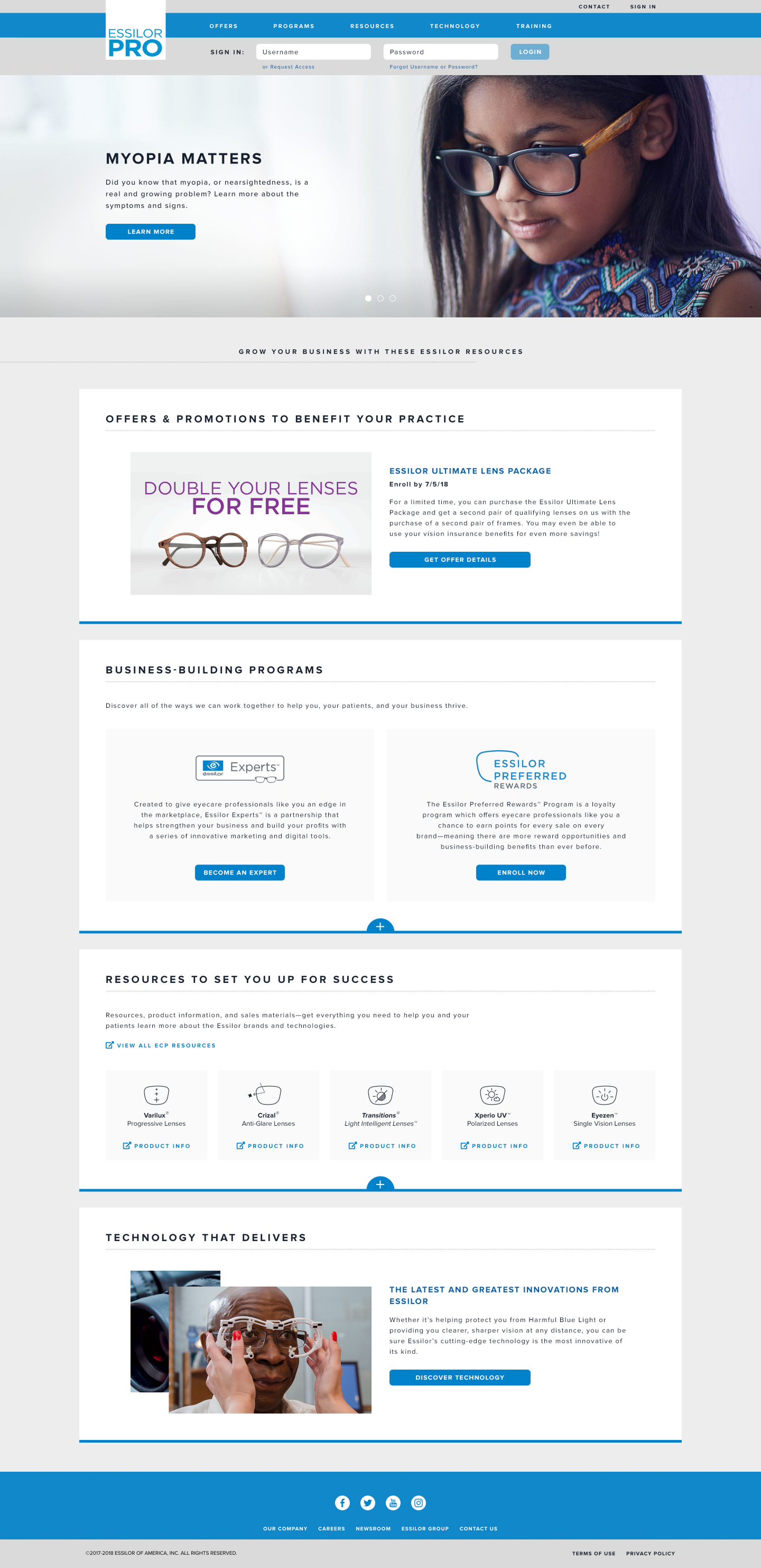 Essilor Pro Experts Marketing Page